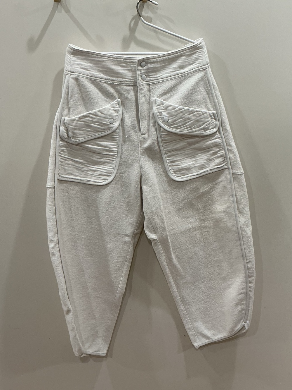 FP Movement by Free People White Cargo Sweatpants with Front Flap Pockets